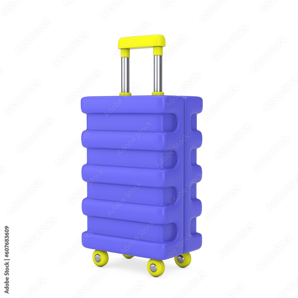 Poster blue travel suitcase web icon sign. 3d rendering