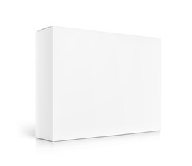 Realistic cardboard box mockup. Vector illustration isolated on white background. Half side view. Can be use for food, cosmetic, pharmacy, sport and etc. Ready for your design. EPS10.	