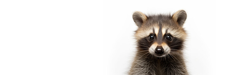 Obraz premium Cute baby raccoon isolated on a white background. Generative AI