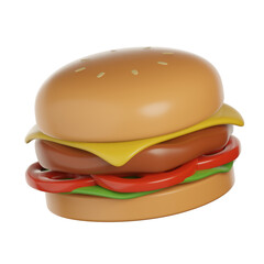 Hambuger 3D render transparent background