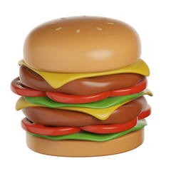 Hambuger 3D render transparent background