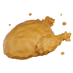 Fried chicken full body 3D render transparent background