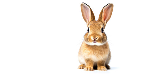 Cute baby rabbit isolated on a white background. Generative AI