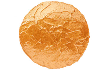 Cutout shiny bronze acrylic painting. Brush stroke texture design element.