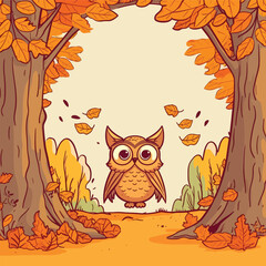 Hand Drawn Autumn Background Vector Illustration