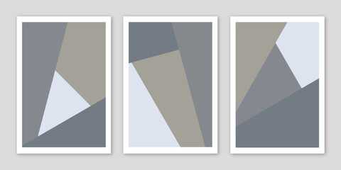 Set of Navy Gray Geometric Flat Modern Abstract Artprint	