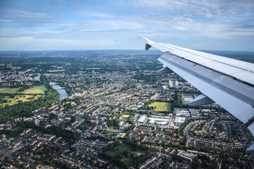 Beautiful Summer Day in England from an Airplane Window