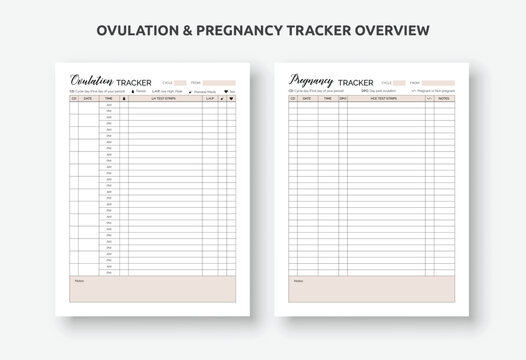 Ovulation and Pregnancy Tracker template, Printable LH test sheet, OPK test planner pages, Fertility