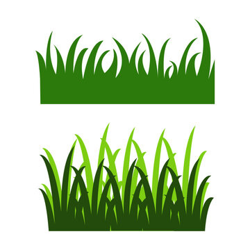 Green grass, vector set for drawing pictures in flat style decoration. Natural material for collecting screensavers grass illustration

