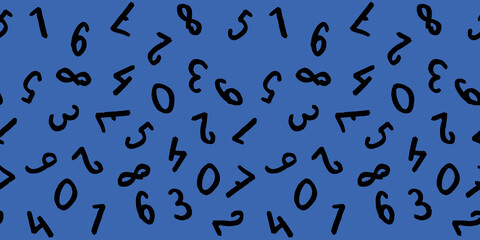 template with the image of keyboard symbols. a set of numbers. Surface template. blue background. Horizontal image. Banner for insertion into site.