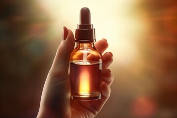 Naklejka premium Glass bottle dropper oil. Generate Ai