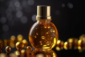 Obraz na płótnie Canvas Golden serum bottle. Generate Ai