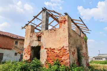 Farmhouse panorama landscape ancient houses Po Valley Italy Italian view