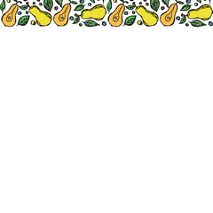 Pear background with place for text. Drawn pear illustration