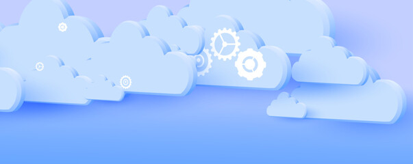 Cloud technology. Integrated digital web concept background