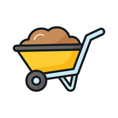 Trendy icon of wheelbarrow in modern style, dirt carrier vector, farming equipment