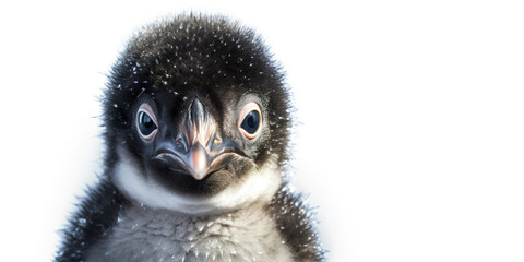 Cute baby penguin isolated on a white background. Generative AI