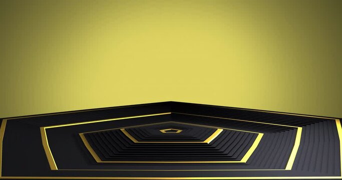 Animation of black and golden hexagonal surface with golden background