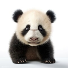 Obraz premium Cute baby panda isolated on a white background. Generative AI