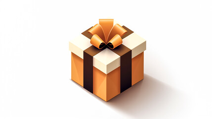 Orange gift box with bow, generative AI.
