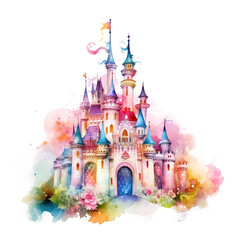 fairy tale castle illustration with generative ai technology