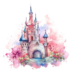 fairy tale castle illustration with generative ai technology