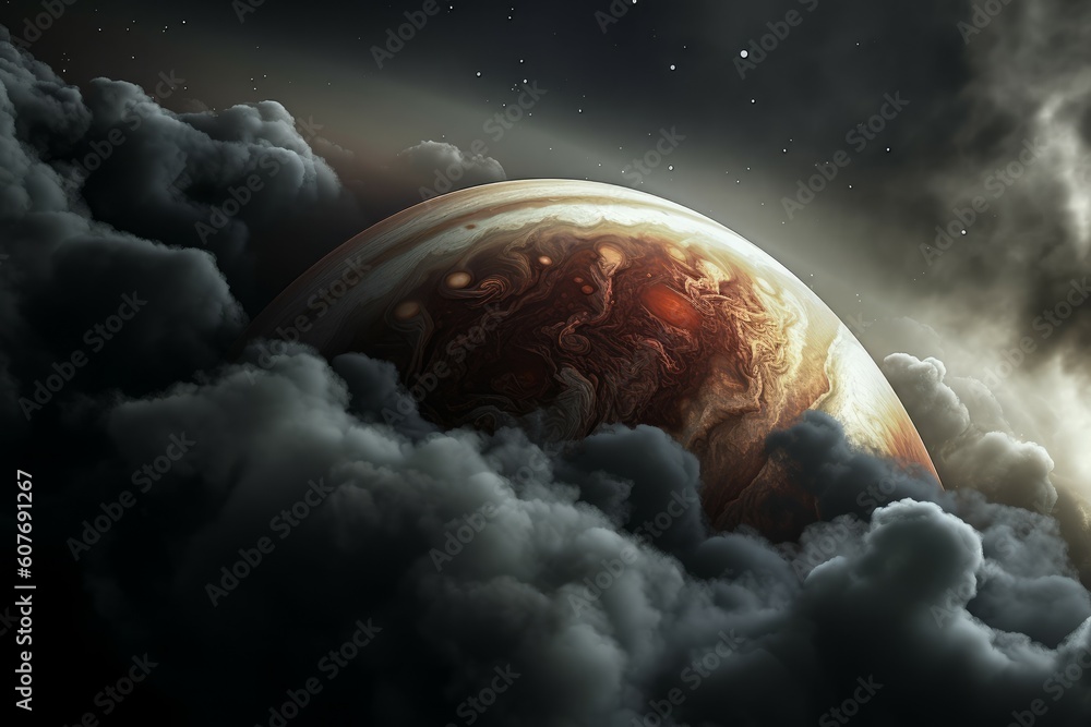 Sticker jupiter planet clouds. generate ai