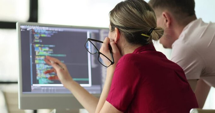 Software engineers working on project and programming in company. Programming courses and IT profession training