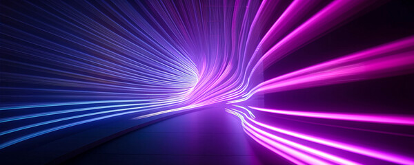 A neon frame of glowing lasers on a black background. Cyberpunk futuristic minimal concept. Electronic cyber lights. Generative AI, illustration.