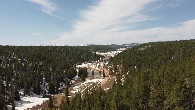 Utah, spring melt in high mountain terrain, with an overflowing river, near Dixie national forest