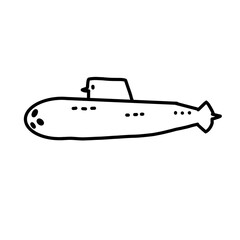 submarine transport hand drawn organic line