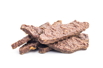 Dried meat for dogs. Chewy treat for dogs isolated on white background.
