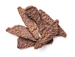 Dried meat for dogs. Chewy treat for dogs isolated on white background.