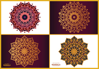 Set colorful vector mandala design template.