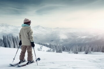 Fototapeta na wymiar Boy ski resort. Generate AI