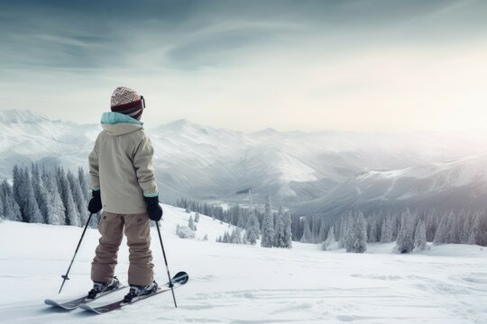 Boy ski resort. Generate AI