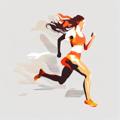 running woman in flat style Generative AI