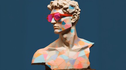 Engaging art collage featuring the sculpture of David, a fusion of classical and modern aesthetics. Intersections of art, pop culture and creativity. Fresh perspective on iconic art. Generative AI