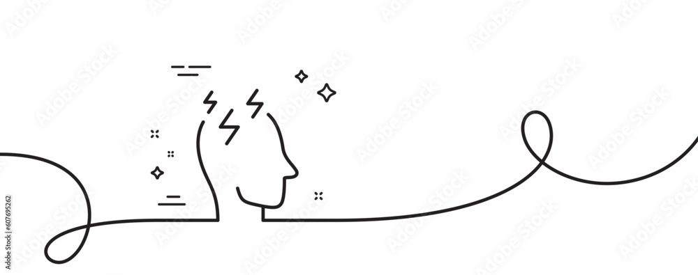 Poster stress line icon. continuous one line with curl. anxiety depression sign. mental health symbol. stre