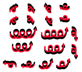 3D,立体的な矢印アイコンセット