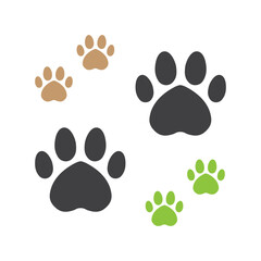Animal paw print icon set isolated vector illustration.