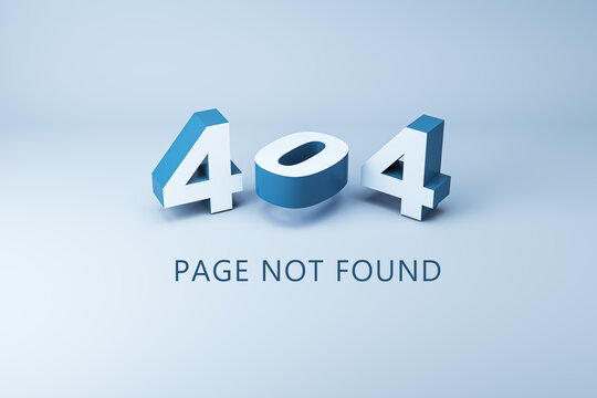 404 page not found error creative concept with 3d digits on light blue background, 3D Rendering