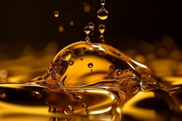 Splash golden oily water. Generate Ai - obrazy, fototapety, plakaty
