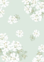 background with white green flowers