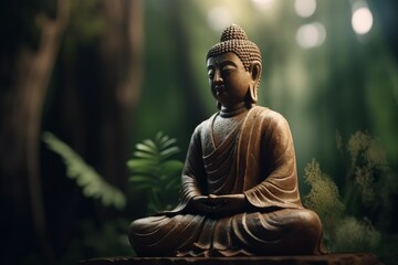 Buddha statue lotus. Generate AI