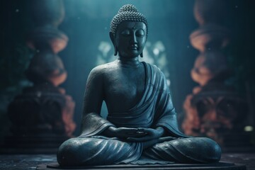 Buddha statue temple. Generate AI