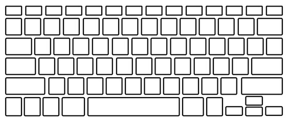 Keyboard layout line vector, Vector set of black and white squares and rectangles on a white background.