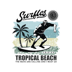 Surfing logo. Summer Surfing Illustration design vector