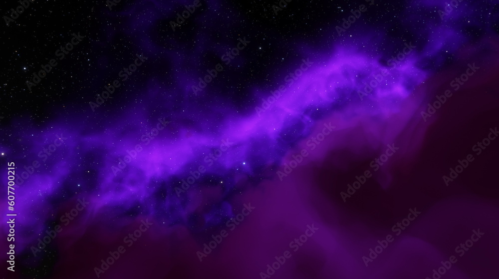 Poster cosmic nebula in space among stars and galaxies. gas dust clouds nebula in outer space. birth and ex