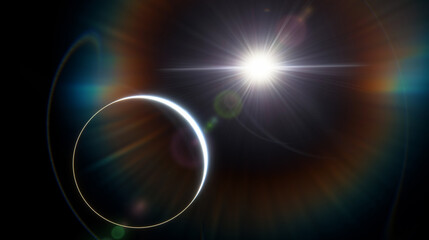 Planet Earth dawn sunset from space. Silhouette planet earth in rays of sun against background of space stars and galaxies 3D render